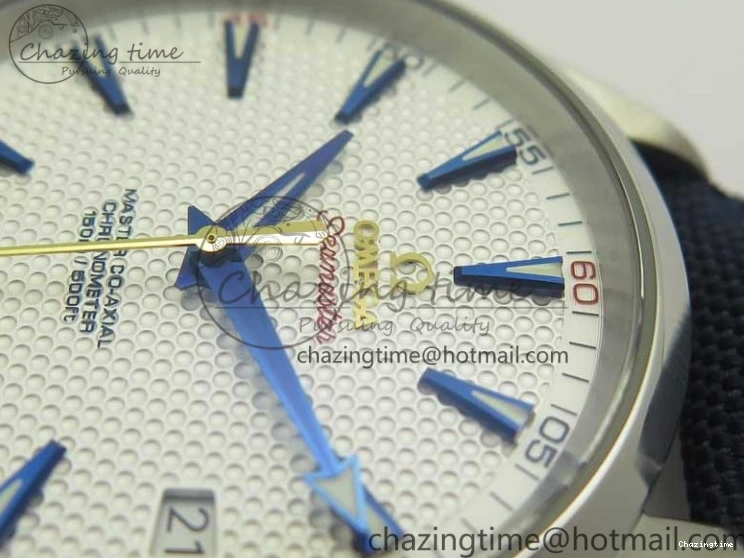 0216 EasyCare Aqua Terra Master Ryder Cup Edition VSF 1:1 Best Edition White Textured Dial on Blue Nylon Strap A8500 Super Clone 8016